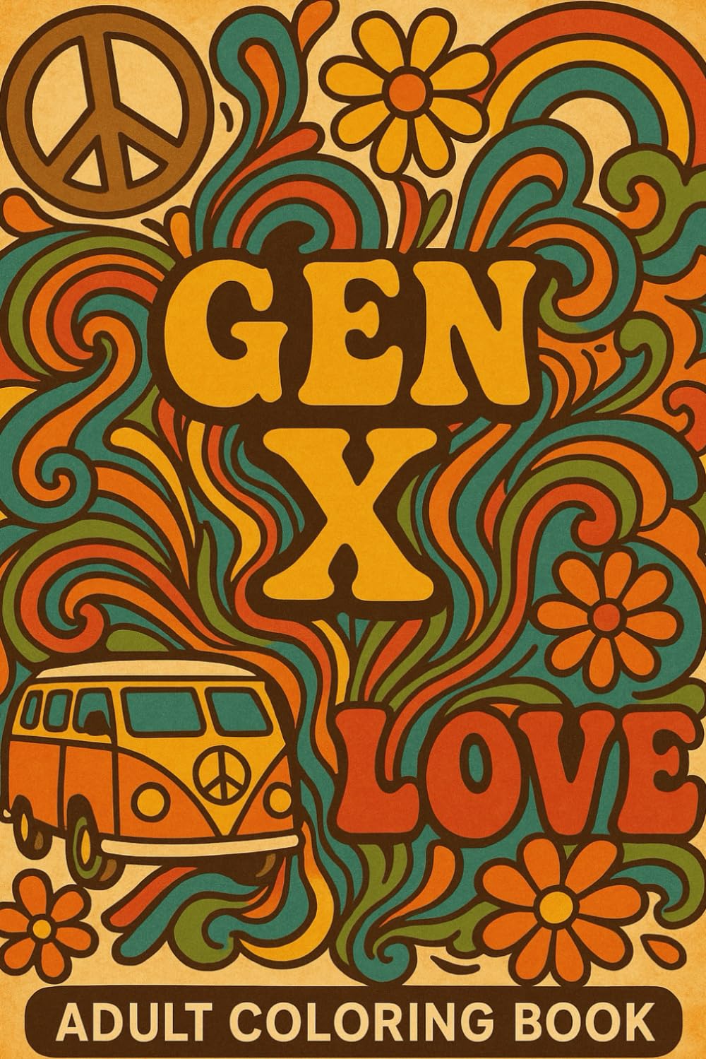 GEN X: A 1970's Adult Coloring Book: “50 Groovy Retro Designs for Relaxation and Nostalgia”