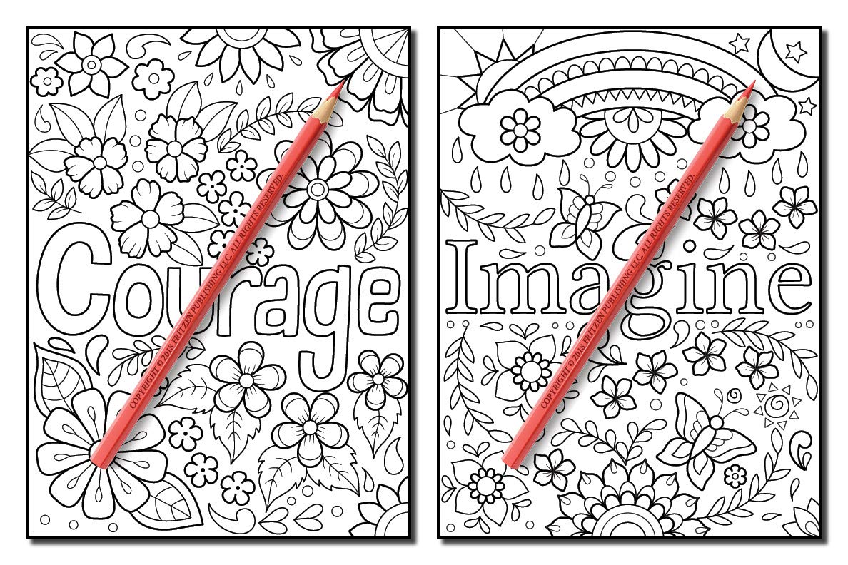 Inspirational Words: An Adult Coloring Book with Fun Word Designs, Cute Kawaii Doodles, and Relaxing Flower Patterns (Inspirational Coloring Books)
