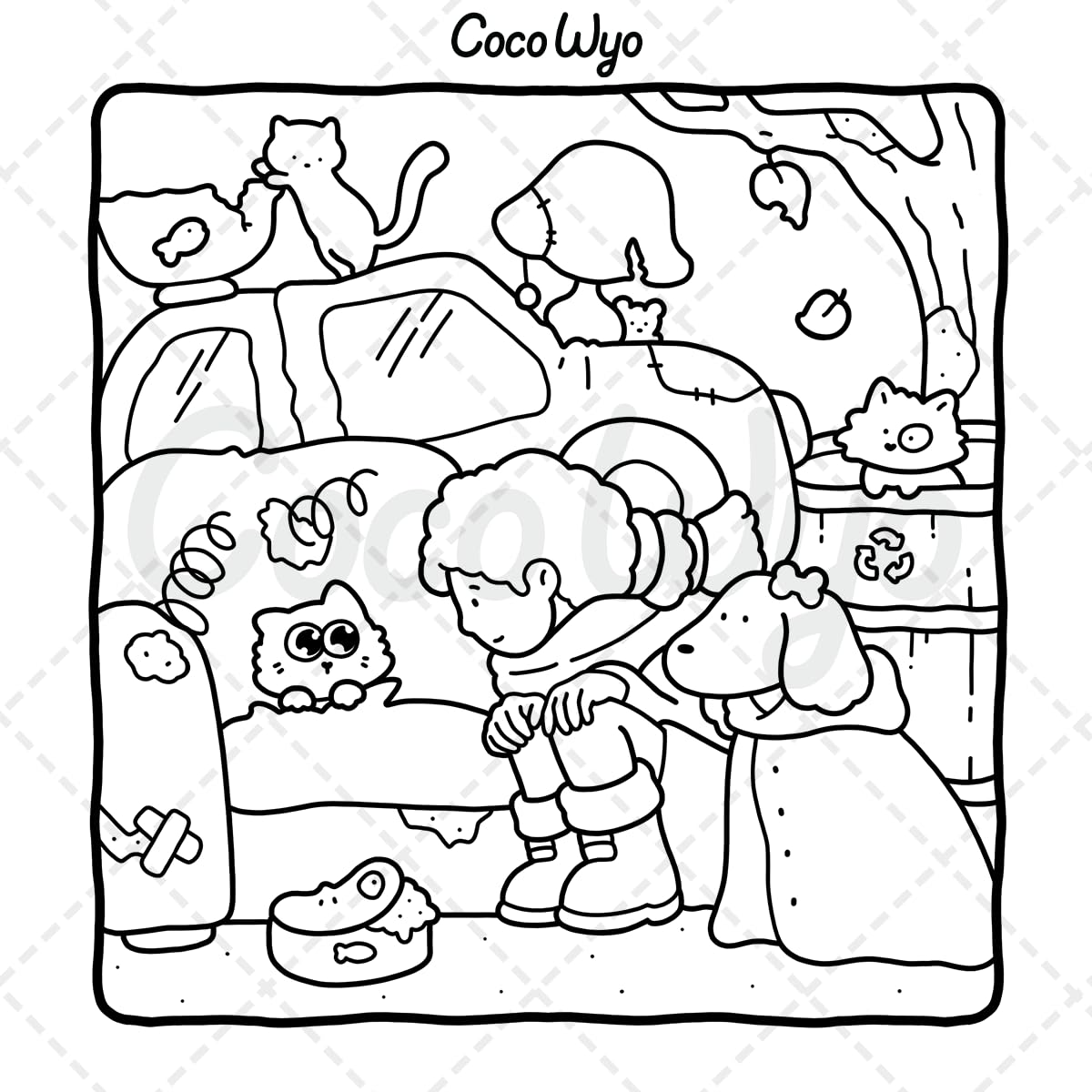 The Little Cat: Cozy Life of Kitty Coloring Book for Adults and Teens (Cozy & Cute Coloring)