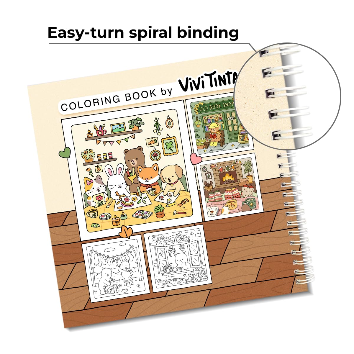 Fuzzy Hygge Coloring Book with 2 Sets of Miniature Sticker Scenes for Adults & Teens (Fuzzy Hygge)
