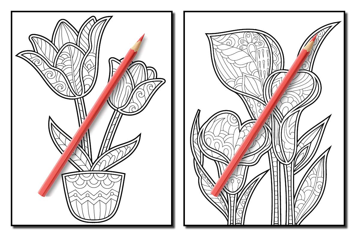 Adult Coloring Book: 50 Relaxing Flower Designs with Mandala Inspired Patterns for Stress Relief