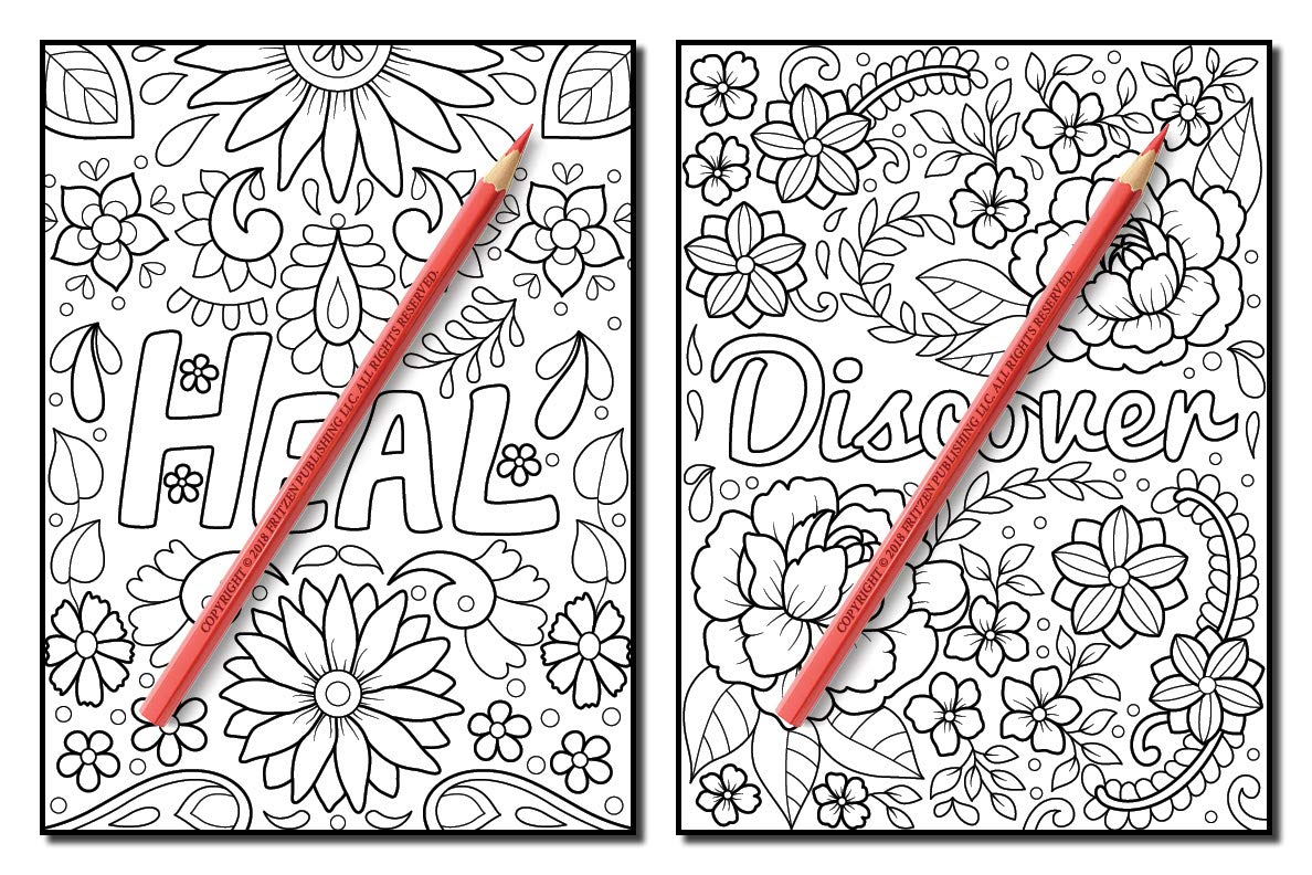 Inspirational Words: An Adult Coloring Book with Fun Word Designs, Cute Kawaii Doodles, and Relaxing Flower Patterns (Inspirational Coloring Books)