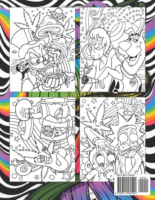 Stoner Coloring Book: 53+ Retro-Inspired Psychedelic & Trippy Coloring Pages for Stress Relief and Relaxation, The Ideal Gift for Weed Lovers and Cartoon Enthusiasts