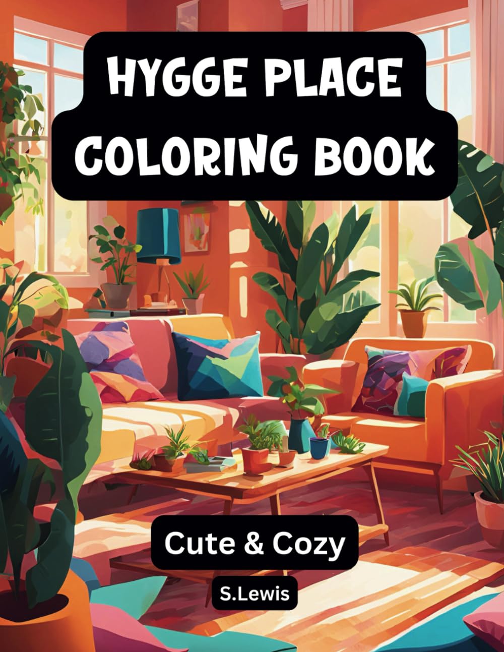 Hygge Place Coloring Book: 70 Bold and Easy Coloring Pages for Adults and Teens : Featuring Cute and Comfy Designs for Creative Fun