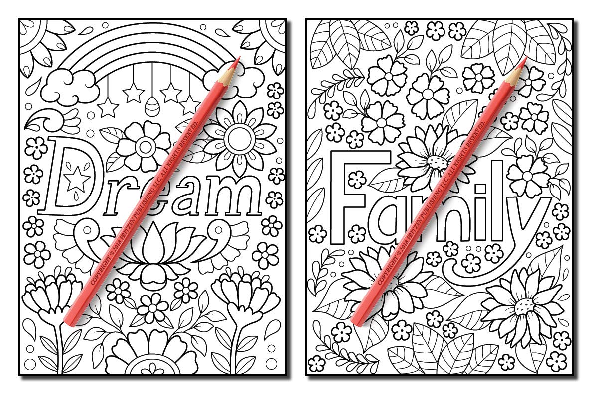 Inspirational Words: An Adult Coloring Book with Fun Word Designs, Cute Kawaii Doodles, and Relaxing Flower Patterns (Inspirational Coloring Books)