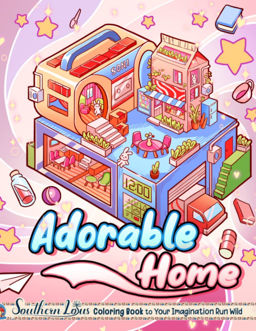 Adorable Home Coloring Book: Lovely Illustrations Of House Scenes, Cute Themed Designs For Relaxing Activities, Funny And Easy Colored Papers For Kids Toddlers Adults Colorists