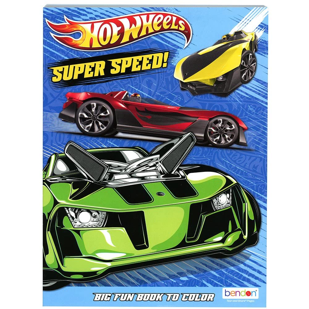 Hot Wheels Super Speed Coloring Book - Big Fun Book to Color Hot Wheels Coloring Book, Boys Arts and Crafts Activity Coloring for Kids Birthday, Party Favors 80 Coloring Pages