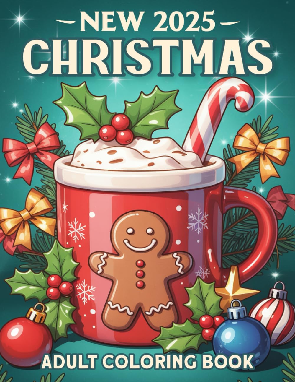 New 2025 Christmas Adult Coloring Book: Simple and Fun Winter Designs Featuring Festive Ornaments, Holiday Treats, Santa Claus, and Gifts for Relaxation and Stress Relief