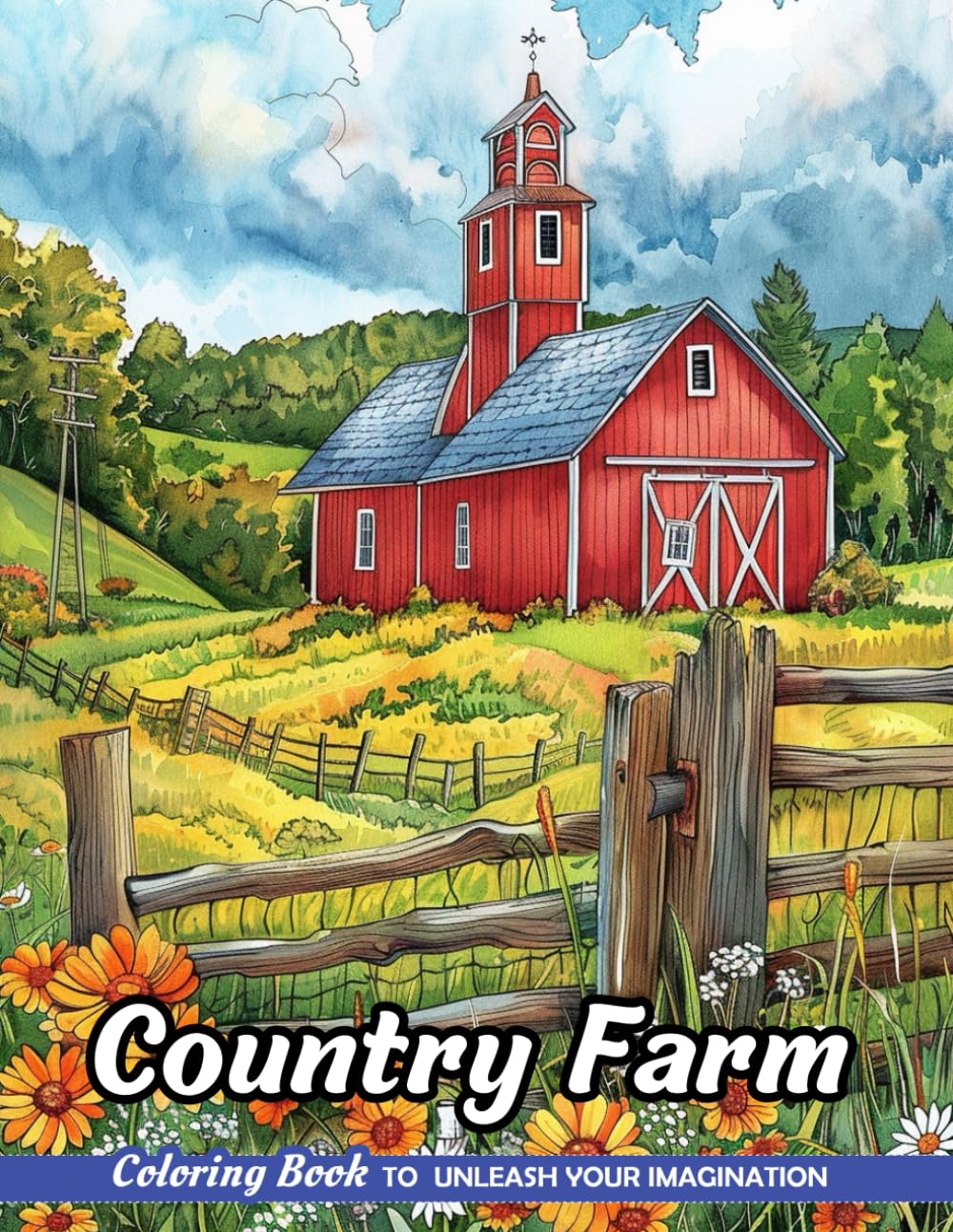 Country Farm: Adult Coloring Book with Country Farm for Stress Relief and Relaxation (Christmas Coloring Pages)