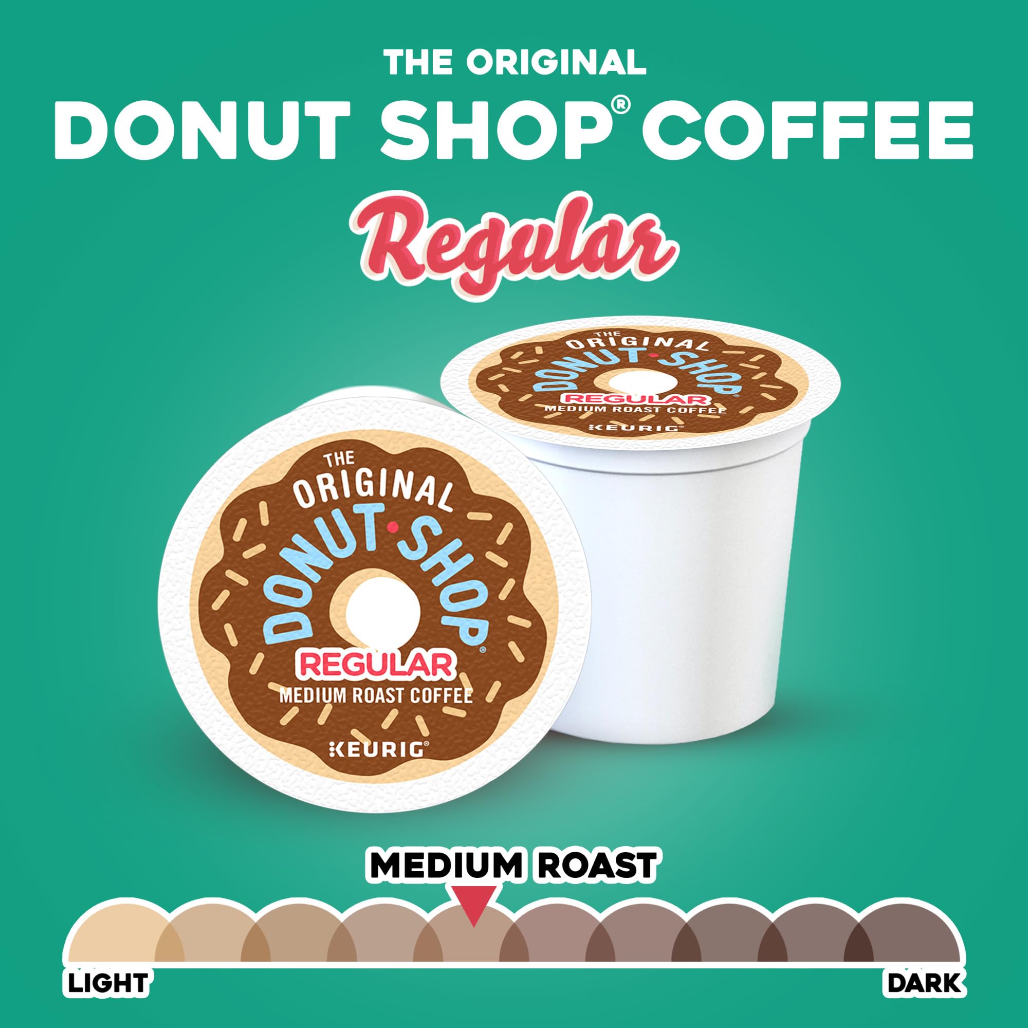 The Original Donut Shop Regular, Keurig Single Serve K-Cup Pods, Medium Roast Coffee, 60 Count, (6 Packs of 10)
