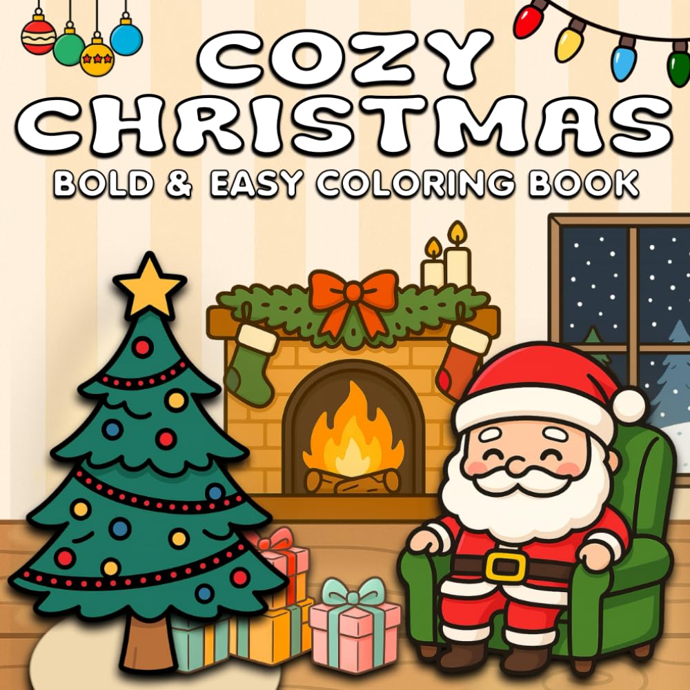 Cozy Christmas Coloring Book: Relaxing Cozy Scenes for Adults You Can Finish in Minutes. Bold and Easy Lines, Marker Friendly, and Stress Relief with Warm Christmas Vibes