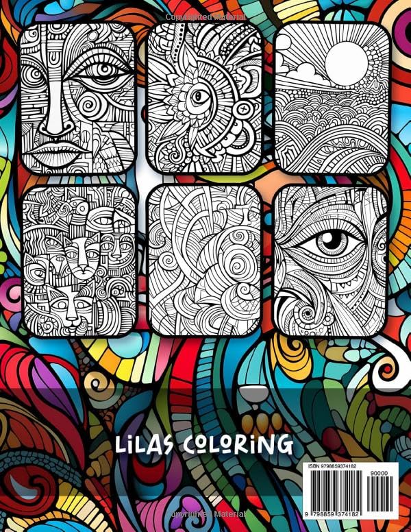 Destress: Adult Coloring Book of Abstract, Animal, Landscape, Flower and Face Patterns for Relaxation and Stress Relief