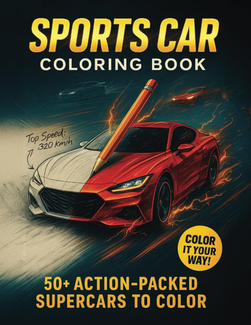 Sports Cars Coloring Book for Boys, Teens, and Adults: 50+ Fun Coloring Pages of Supercars, Hypercars, Race Cars, Luxury Cars and Dream Cars | Perfect ... & Color: Car Coloring Books for All Ages)