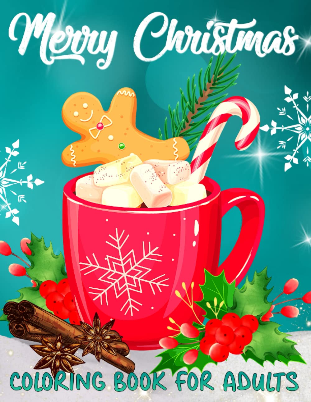 Merry Christmas Coloring Book for Adults: Large Print Winter Coloring Book for Adults and Seniors | 50 Easy & Simple Christmas Coloring Pages | Relaxing Christmas Scenes Coloring Book