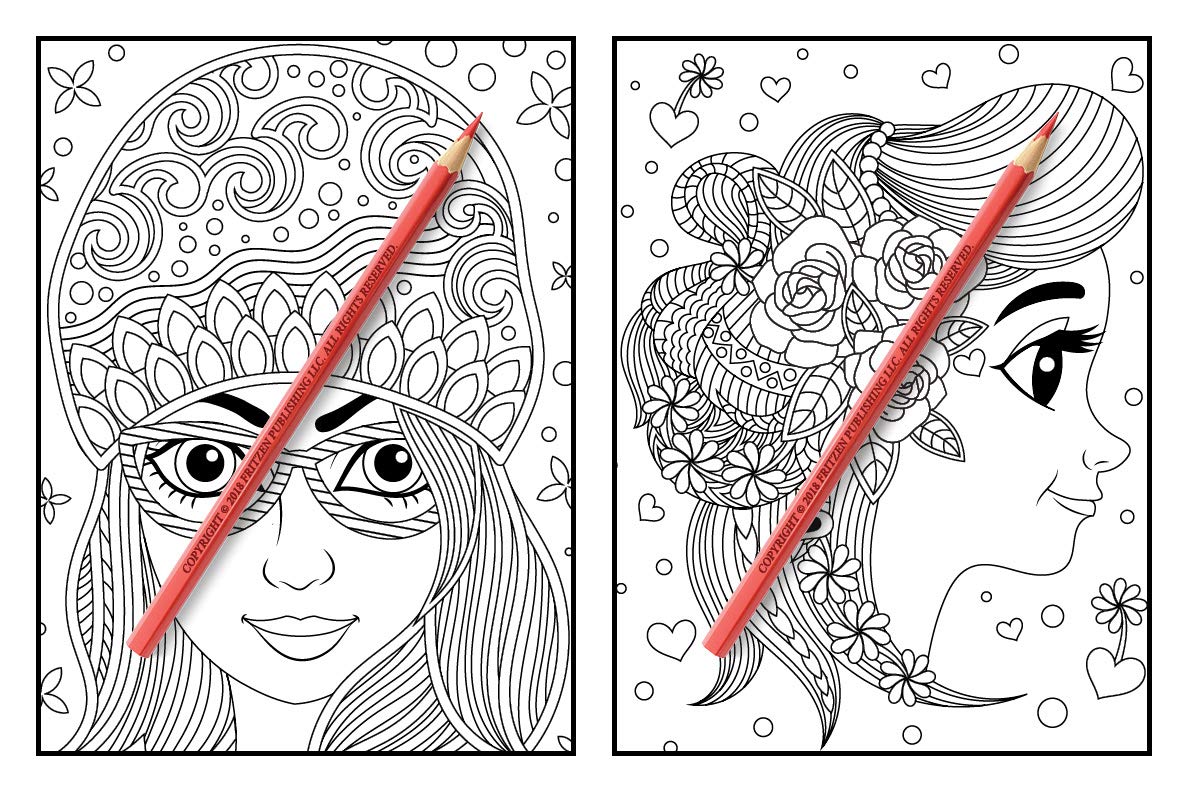 Flower Girls: An Adult Coloring Book with Cute Manga Girls, Fun Hair Styles, and Beautiful Floral Designs for Relaxation