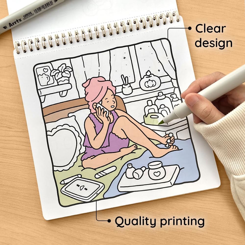 Coco Wyo Coloring Book (Spiral Bound) & Sticker Set for Adults & Teens - Girl Moments 2