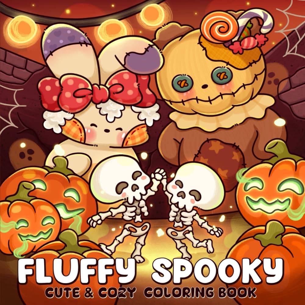 Fluffy Spooky: Cute & Cozy Coloring Book for Adults and Teens Featuring Adorable Characters in a Haunted World for Relaxation