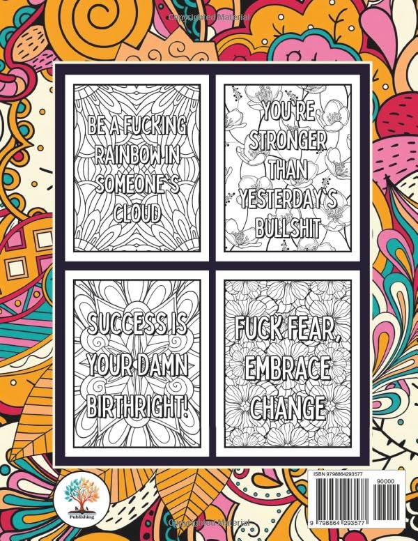 Motivational Swear Words Coloring Book: 50 Inspirational Offensive Profanity Quotes for Adult Relaxation, Stress Relief, and Anger Management