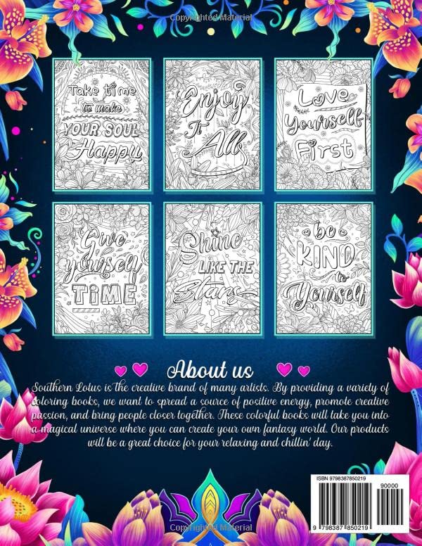 Love You More Coloring Book: A Collection Of Motivational Sayings And Positive Affirmations To Boost Your Creativity And Self Love, Mandala Pattern Colored Pages For Adults Kids