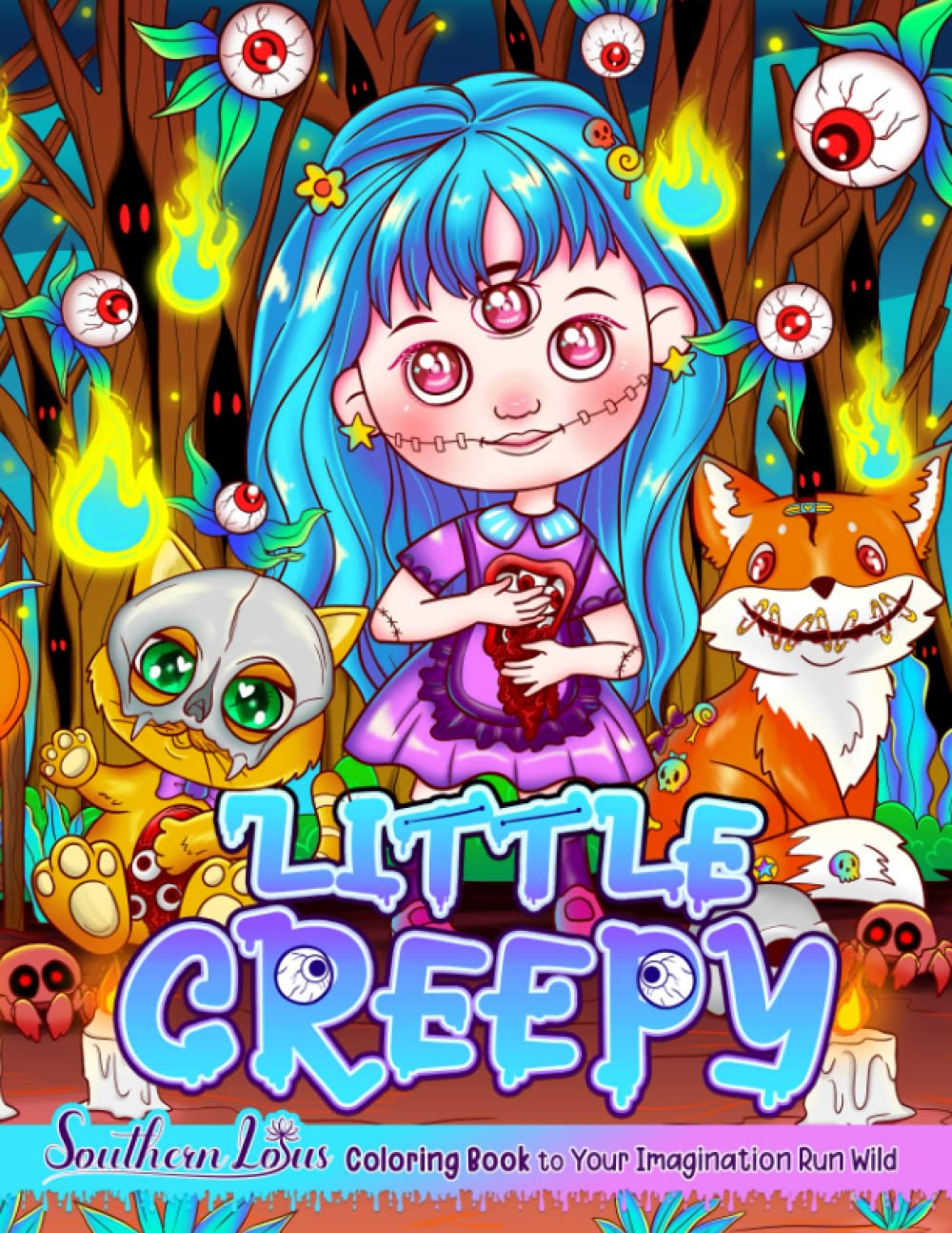 Little Creepy Coloring Book: Tiny Illustrations Pages, Scary Colored Doodle Papers To Explore Horror Imagination Worlds, Relaxation Activity Gifts For Adults Women Girls Teens
