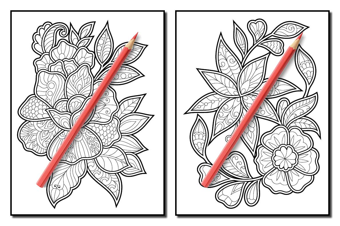 Adult Coloring Book: 50 Relaxing Flower Designs with Mandala Inspired Patterns for Stress Relief