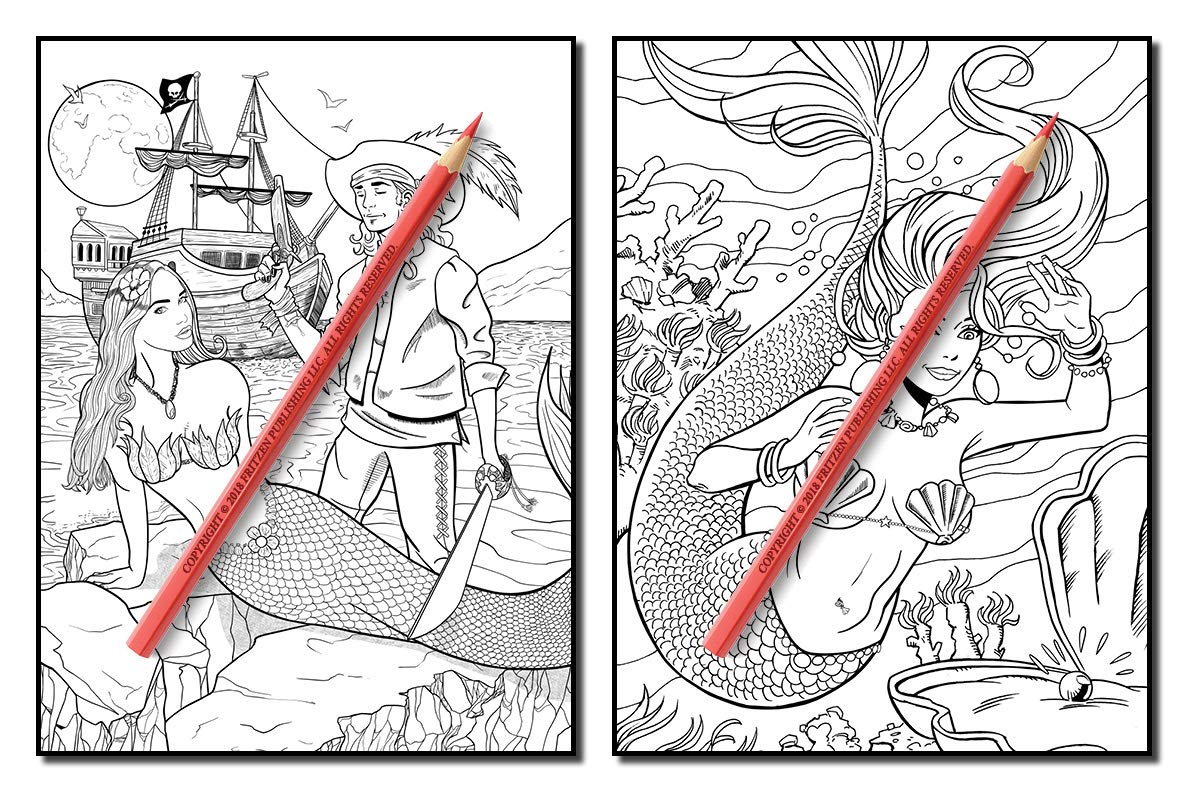 Mermaids: An Adult Coloring Book with Beautiful Fantasy Women, Underwater Ocean Realms, Fun Sea Animals and Relaxing Tropical Beaches