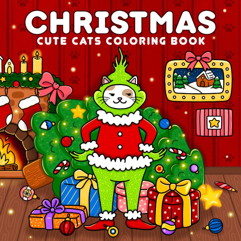 Christmas Cats: Cozy and Funny Coloring Book for Adults, Teens and Kids with Festive Holiday Scenes