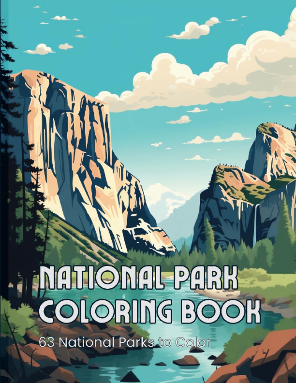 National Park Coloring Book: 63 National Parks to Color for Kids & Adults