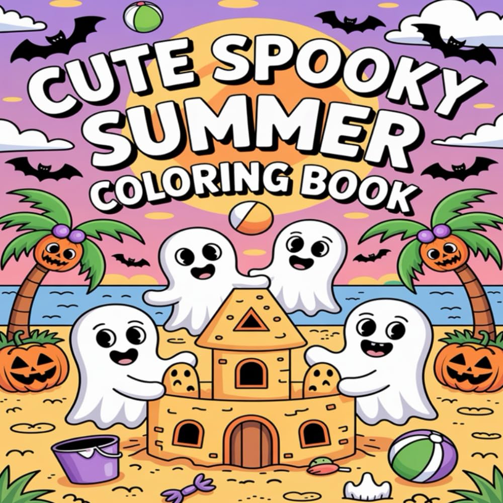 Cute Spooky Summer Coloring Book: Adorable Ghosts, Spooky Sunscreens and Beachy Monsters, Perfect for Kids and Teens Who Love Summer and Halloween Vibes Year-Round