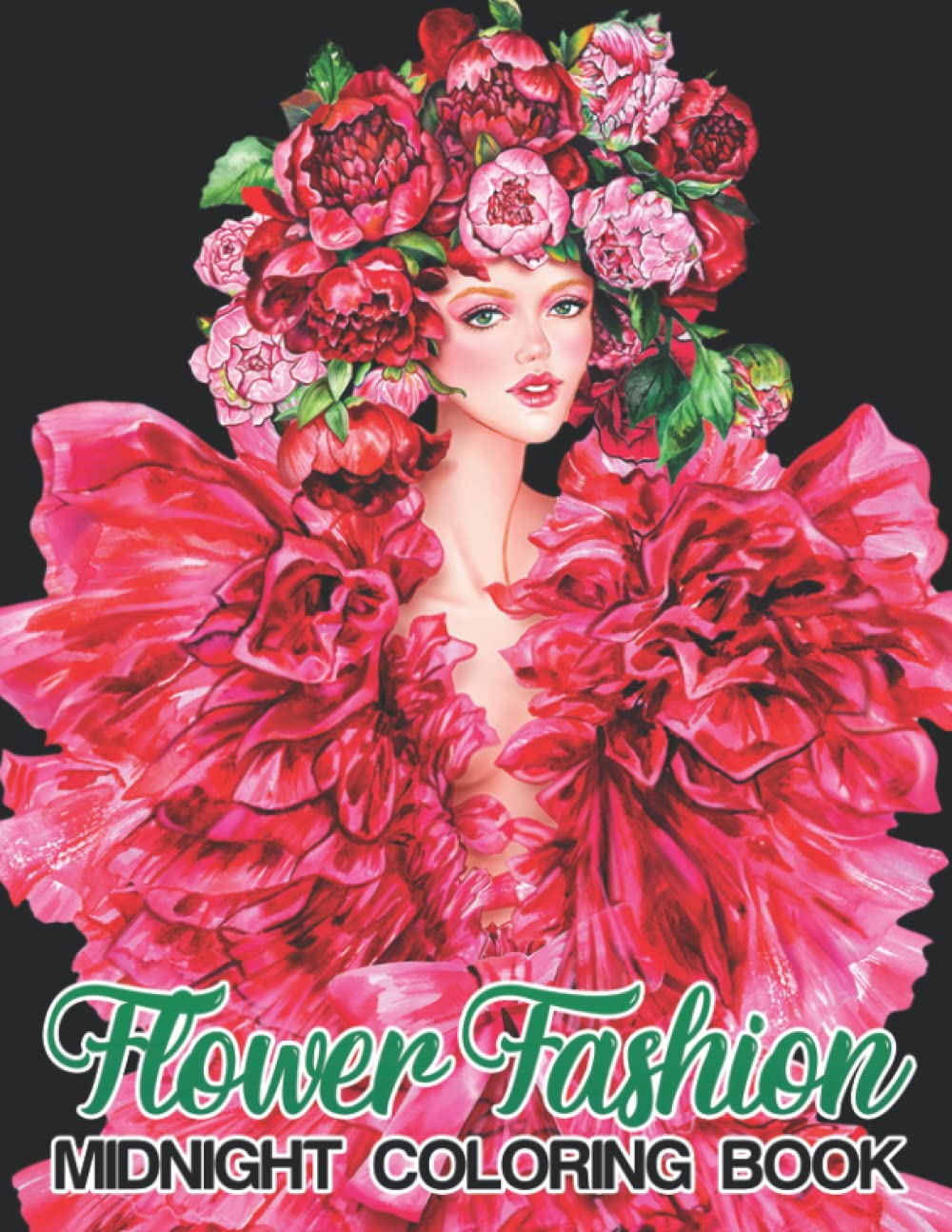 Midnight Flower Fashion Coloring Book: Unique Vintage Coloring Pages With Impressive Illustrations With Balck Edition For Adults | Amazing Designs Patterns For Relaxation And Have Fun