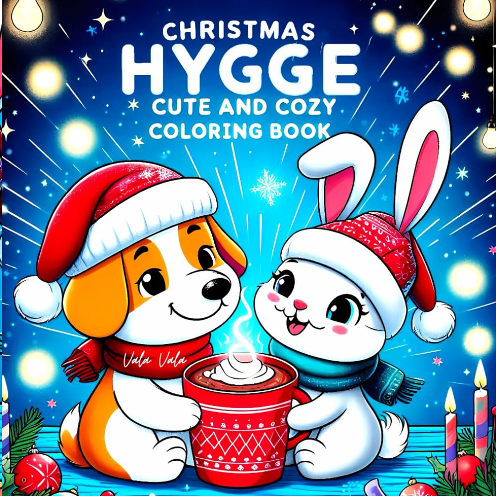 Hygge Christmas Cute and Cozy Coloring Book: for Adults and Teens Bold and Easy Winter Holiday Featuring Adorable Fuzzy Animal Characters and 39 Simple Designs for Relaxation and Stress Relief.