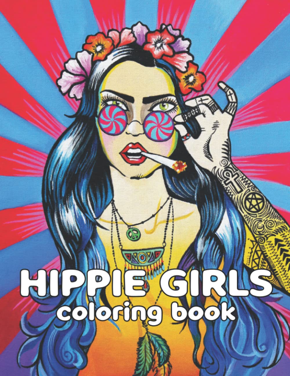 Hippie Girls Coloring Book: High Quality Coloring Pages With 60s & 70s Hippy Fancy Dress Illustrations For Adults | Anxiety Relief & Creativity