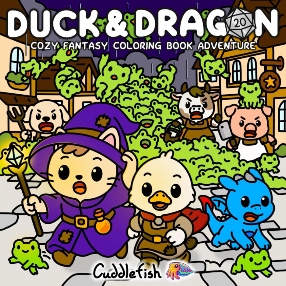 Duck and Dragon: Cozy Fantasy Coloring Book Adventure for Adults & Teens with Cute and Funny Animals, Magical Quests & Humorous Plot Twists for Stress Relief Coloring (Hygge Moments Easy Art Therapy)