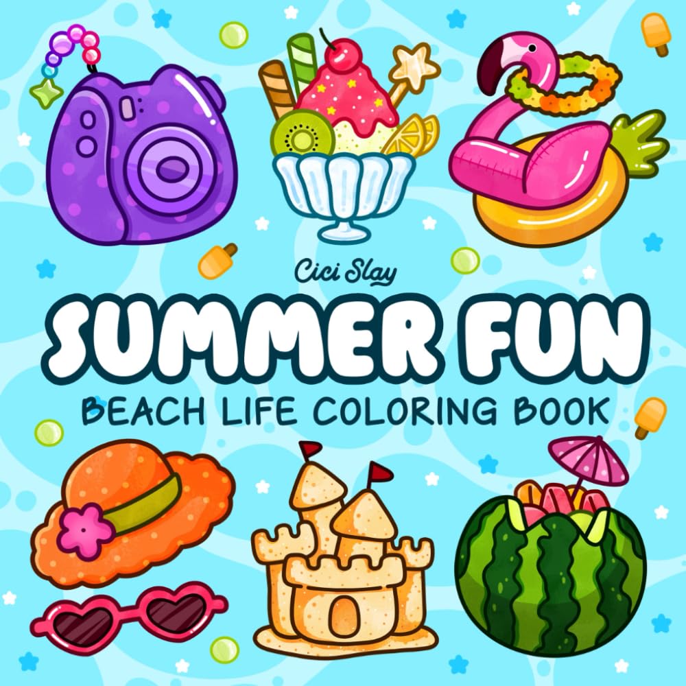 Summer Fun: Adult Coloring Book Featuring Summer Items, Animals, Flowers, and Cozy Activities, Bold and Easy Designs for Creative and Relaxing Moments (Easy & Bold)
