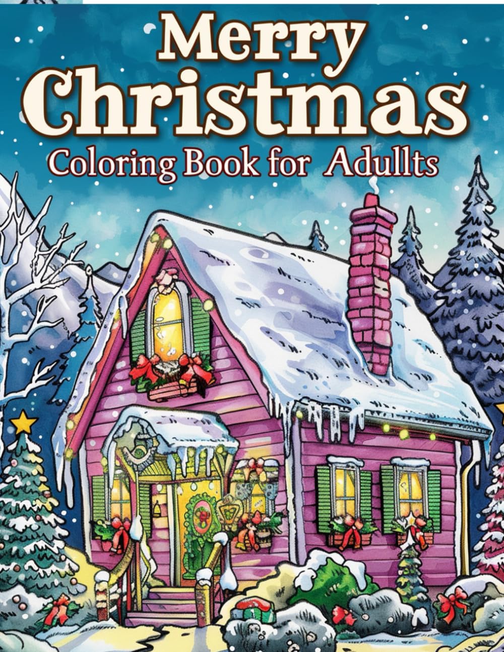 Merry Christmas Coloring Book for Adults: Relax and Unwind with 50 Charming Holiday Illustrations Including Snowy Animals, Christmas Decorations, and More