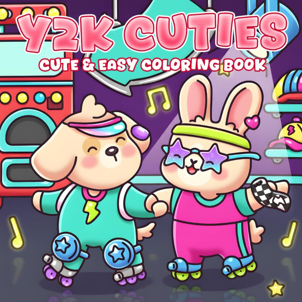 Y2K Cuties Coloring Book: Step Back Into the 2000s Coloring Pages With Cute Characters, Vintage Tech, and Cozy Pop Culture Fun for Adults & Teens to De-Stress