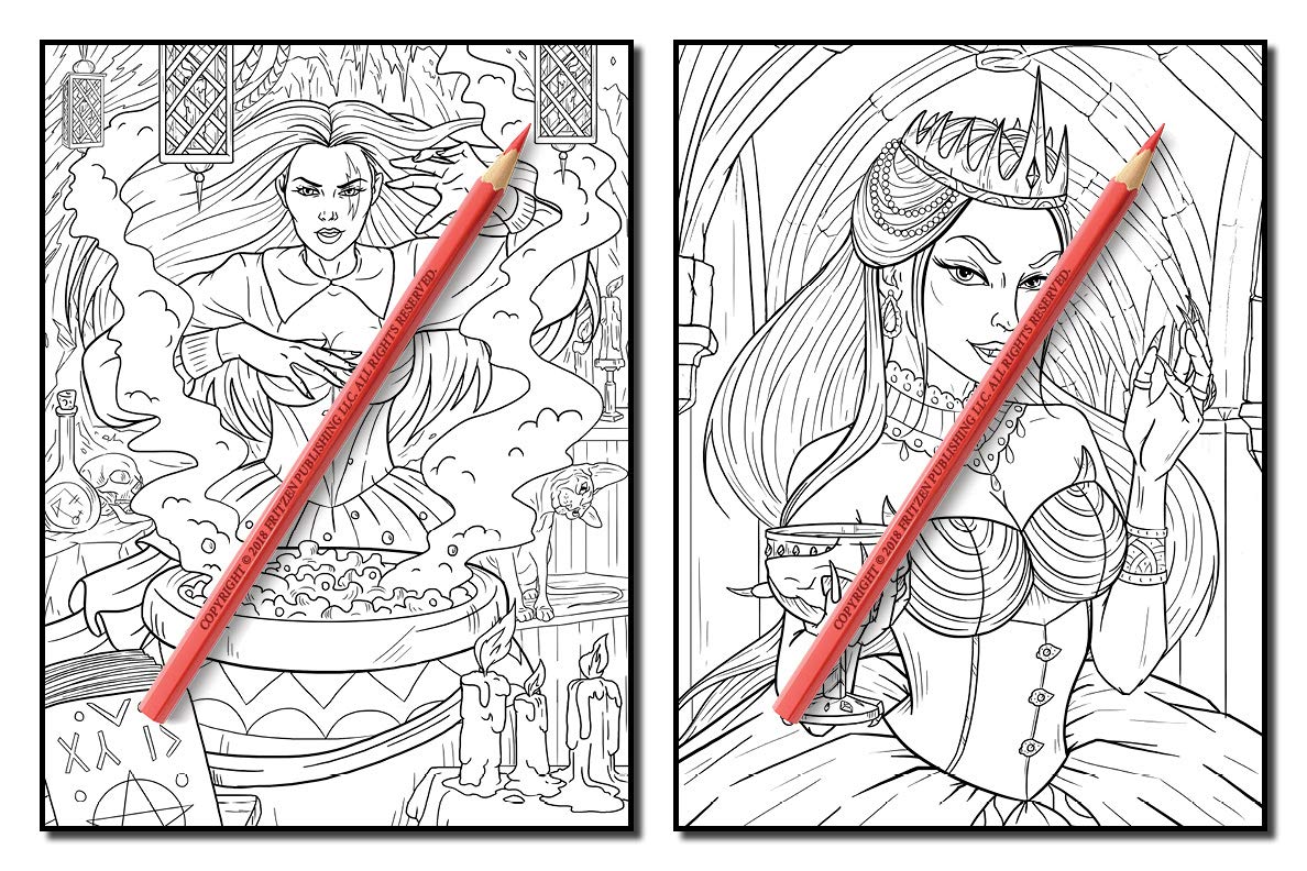 Dark Fantasy: An Adult Coloring Book with Mysterious Women, Mythical Creatures, Demonic Monsters, and Gothic Scenes for Relaxation