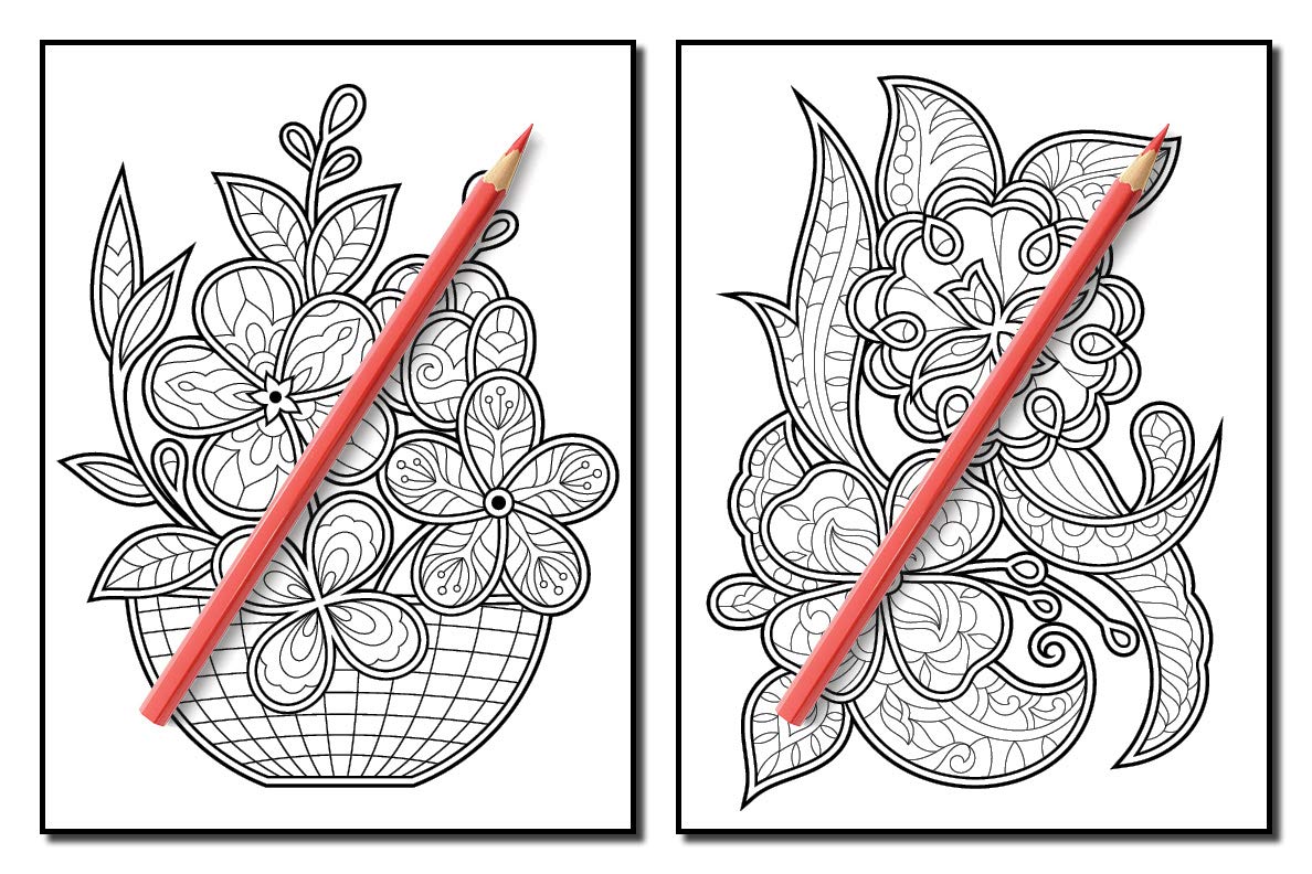 Adult Coloring Book: 50 Relaxing Flower Designs with Mandala Inspired Patterns for Stress Relief