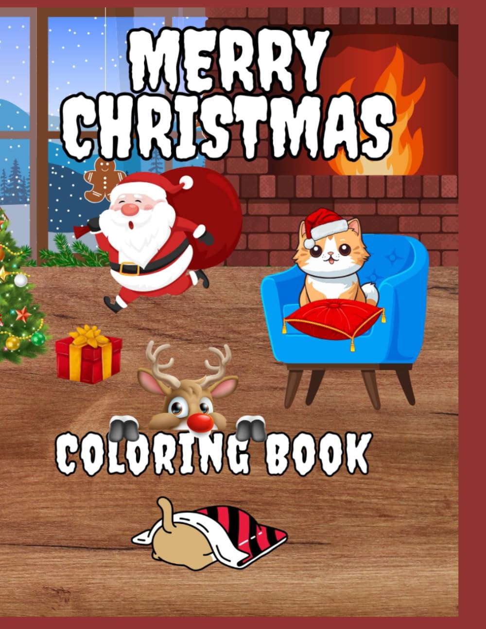 Cute & Groovy Coloring Christmas Book:: Stress Relief for Adults Teens and Kids, Bold, Easy, Simple Big Designs for Relaxation Featuring Lovely Things: Food & Snacks Cozy Spaces Funny Animals