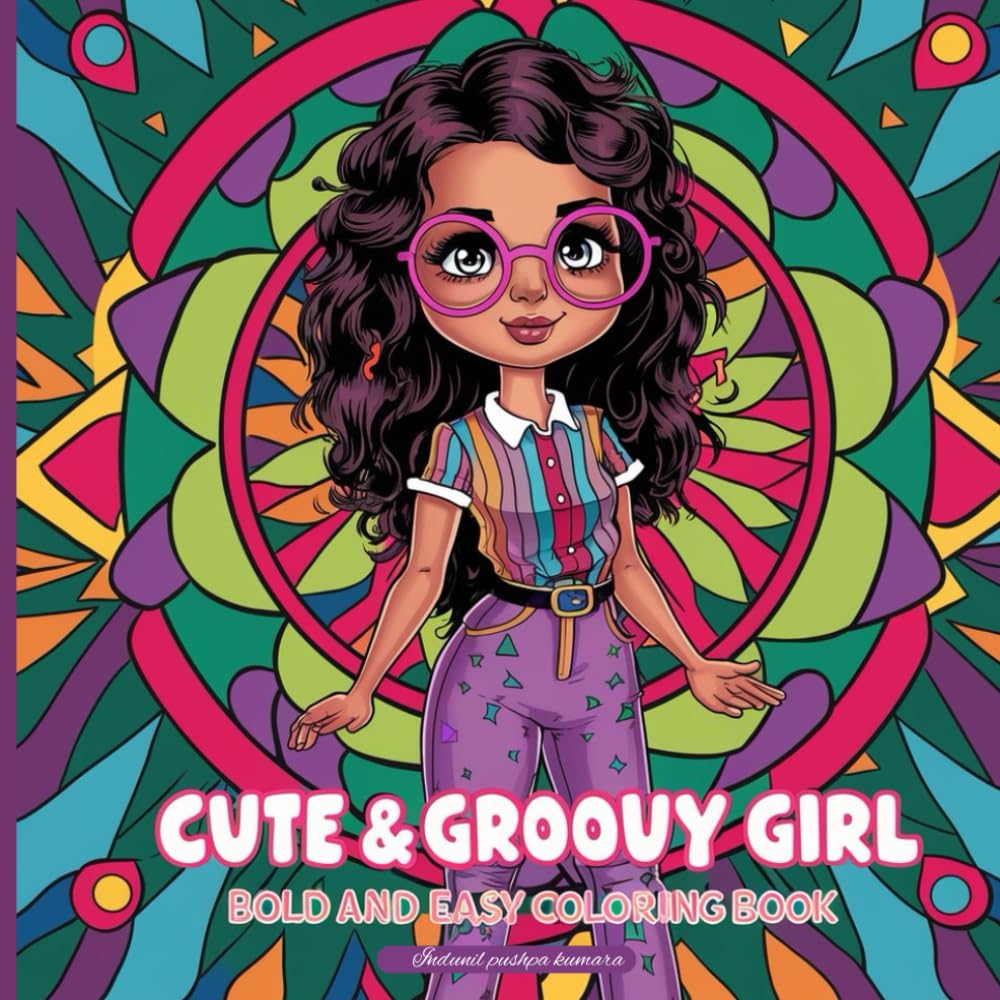 Cute & Groovy Girl: Coloring Book for Adults and Kids, Bold and Easy, Simple and Big Designs for Relaxation Featuring Lovely Things (Bold & Easy Coloring)
