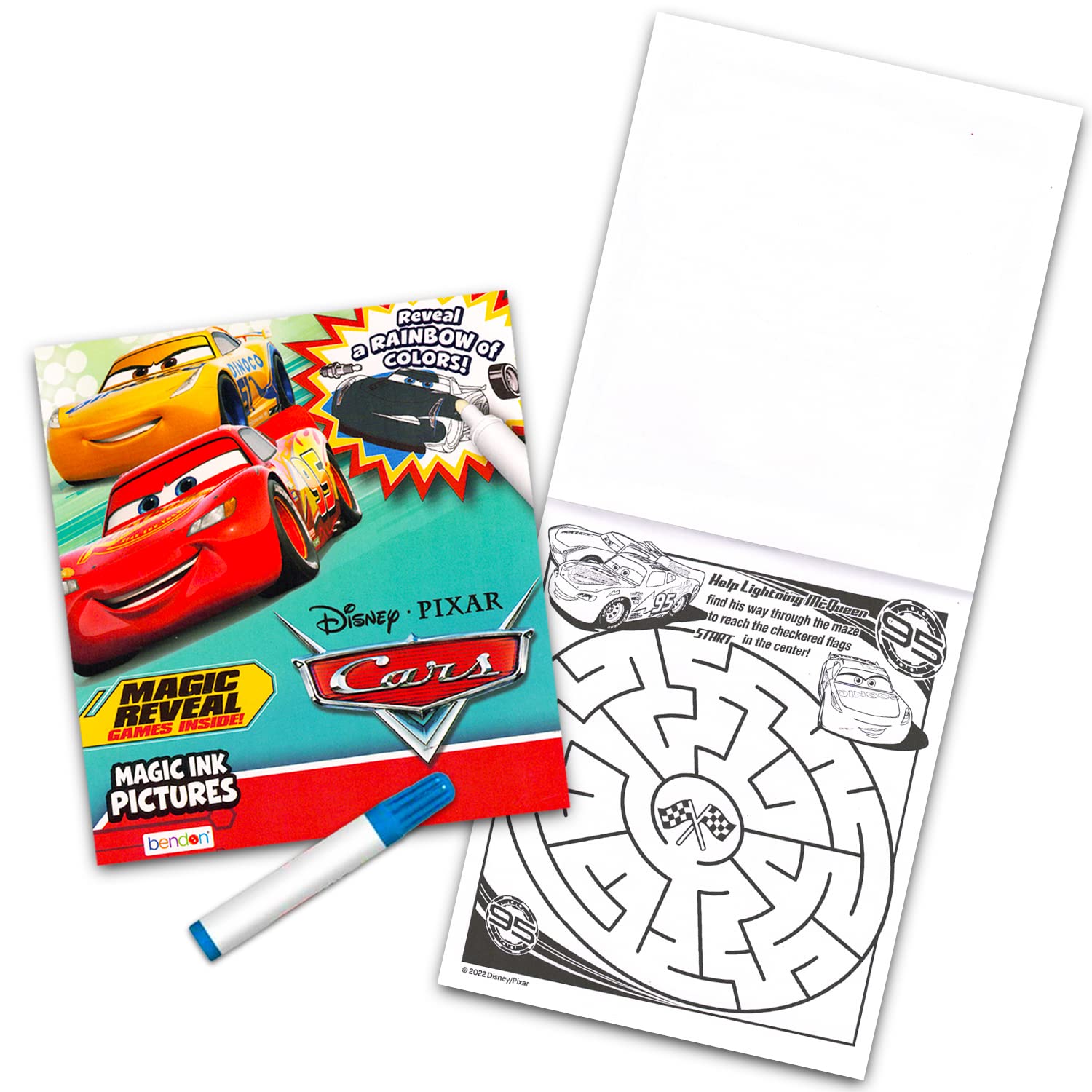 Disney Cars Imagine Ink Coloring Book Set - Bundle of 12 No-Mess Magic Inks featuring Lightning McQueen | Disney Cars Party Favor Pack for Kids