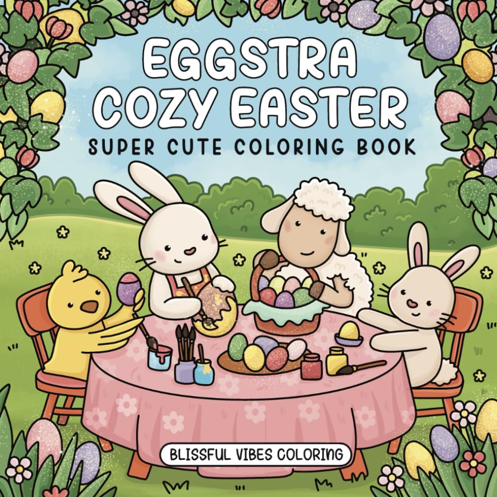 Eggstra Cozy Easter: Super Cute Coloring Book for Adults & Teens with Adorable Spring Animals to Relax, Relieve Stress, and Embrace Hygge Vibes