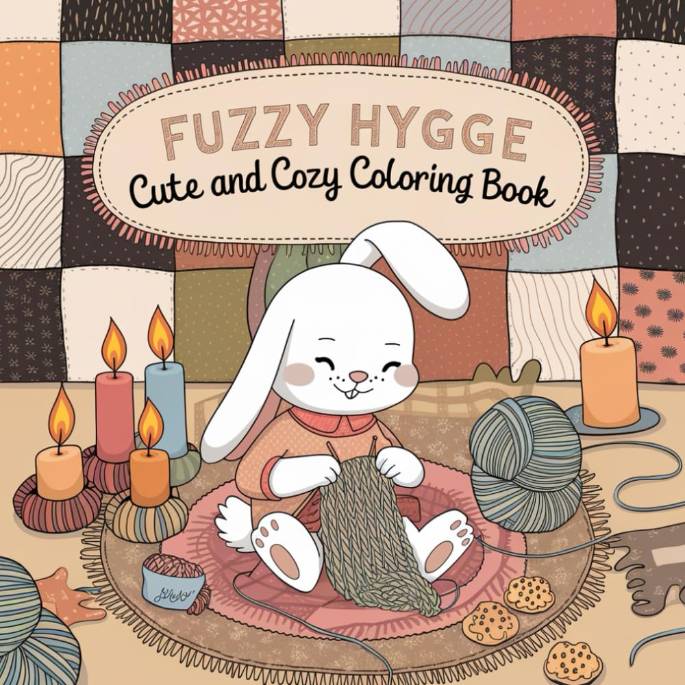 Fuzzy Hygge:Super Cute Coloring Book for Adults: 54 Adorable Animal Designs for Relaxation, Stress Relief, and Cozy Hygge Moments (8.5 x 8.5 inches)