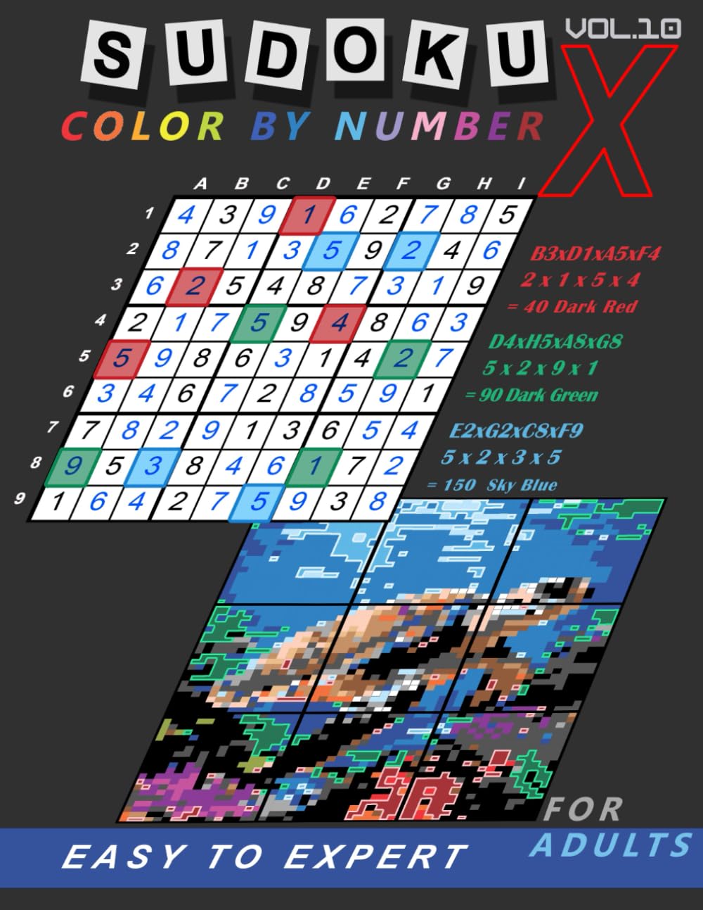Sudoku X Color by Number VOL.10: Oceanic Enchantment: Unveil the Underwater Wonders in Volume 10 of Sudoku X Color by Number