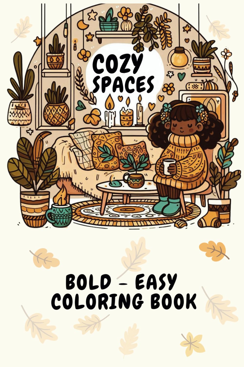 Cozy Spaces - Bold & Easy: Coloring Book for Adults & Teens & Kids showcasing Comfy Hygge Places with Simple and Easy Designs for Relaxation (COZY FRIENDS & ANIMALS)