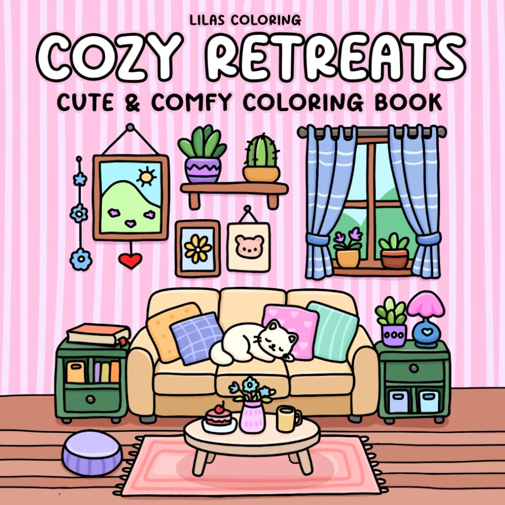 Cozy Retreats: Cute & Comfy Coloring Book for Adults Featuring Adorable Interiors and Relaxing Spaces