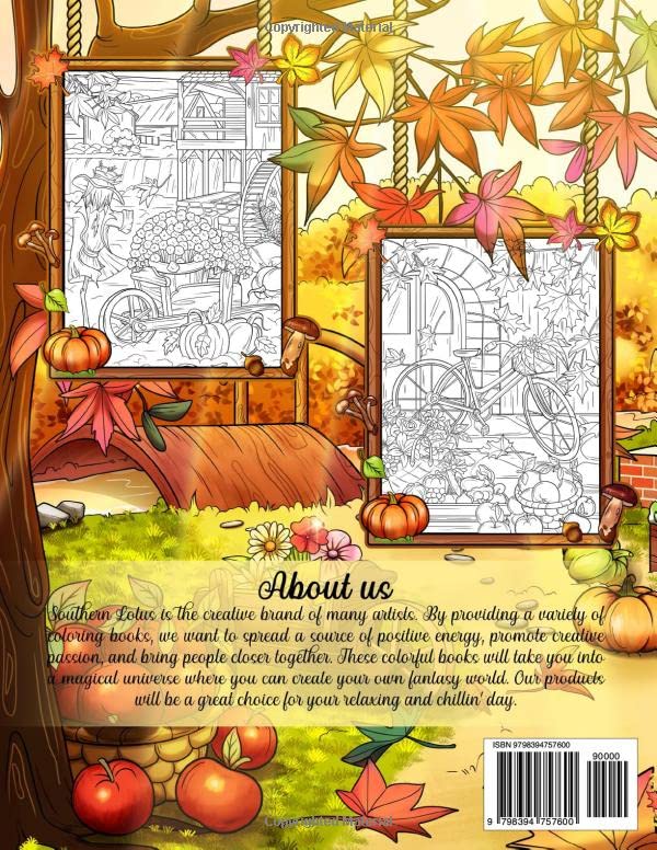 Autumn Charm Coloring Book: A Collection of Stunning Images with Charming Fall Scenes, Beautiful Landscapes, and Lovable Gardens, Season Coloring Page for Adults to Relieve Stress