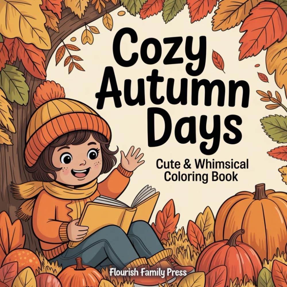 Cozy Autumn Days Coloring Book: Cute & whimsical Autumn scenes for simple, relaxing Coloring