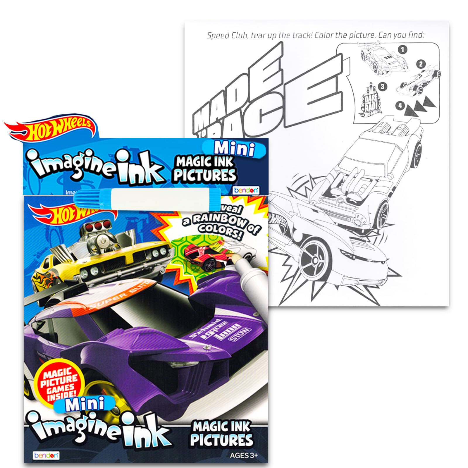 Disney Cars, Transformers, Hot Wheels Magic Ink Coloring Book Set Kids Toddlers - Bundle with 3 Imagine Ink Coloring Books with Invisible Ink Pens, Cars Temporary Tattoos and Cars Stickers