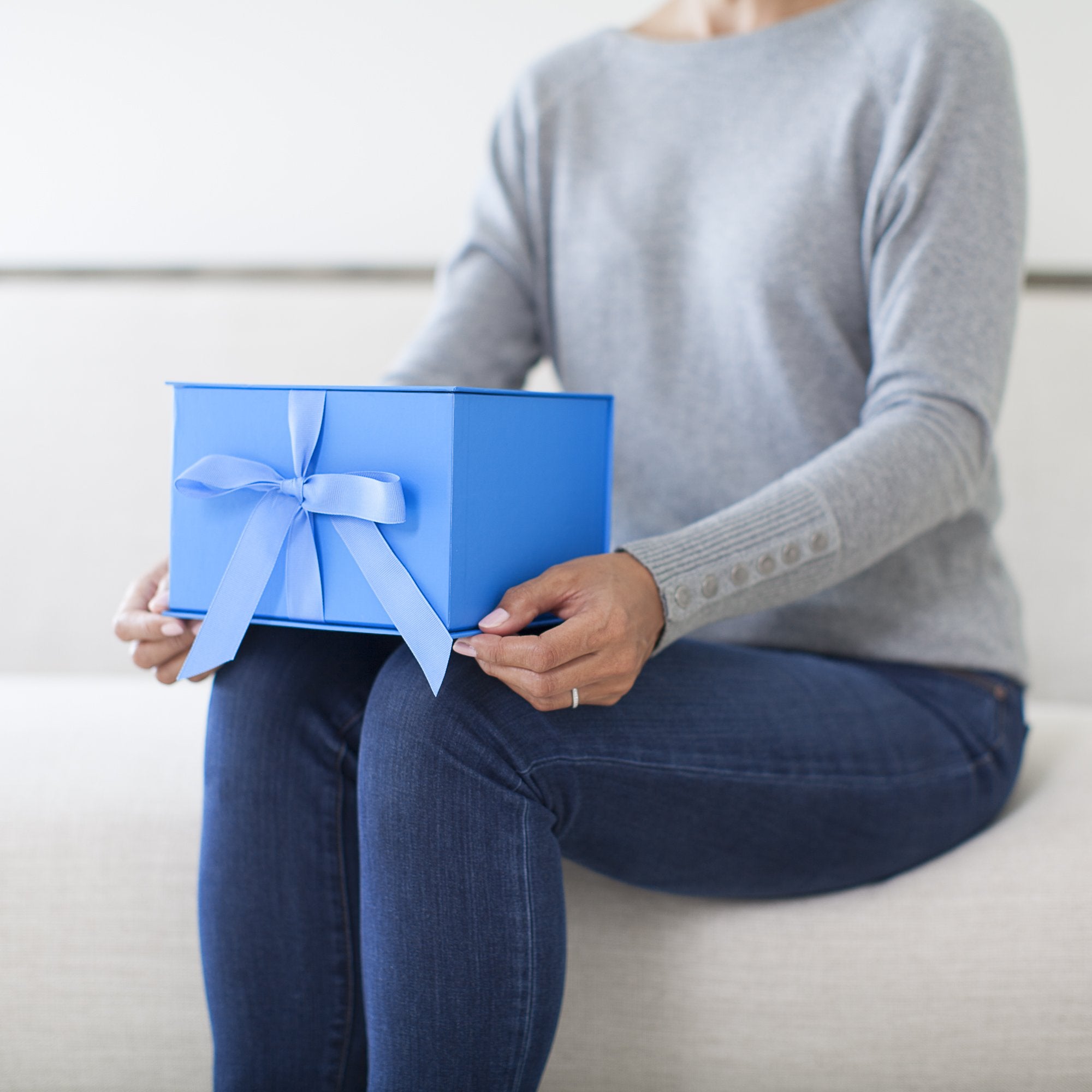 Blue Gift Box with Lid, 7 in